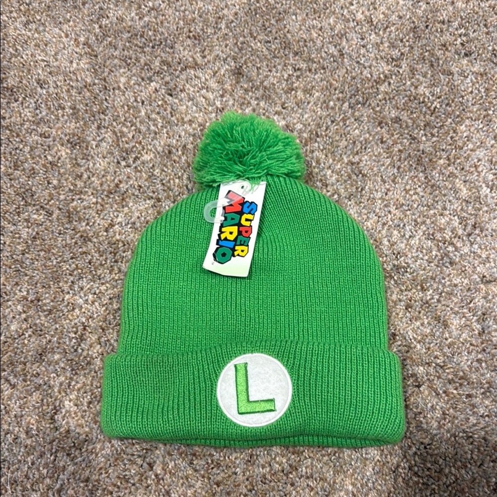 Nintendo Green Luigi Knit Hat with Pom-Pom